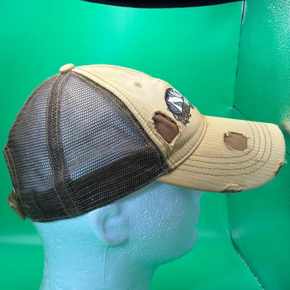 Nocona Belt Co Trucker Hat Adjustable Brown Factory Distressed Baseball Cap EUC
